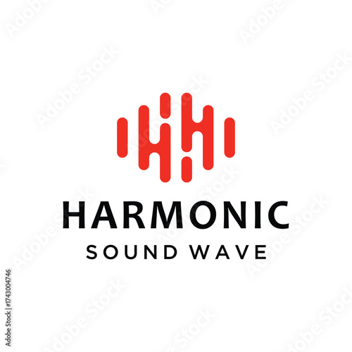 Modern initial letter H HH with Harmonic Sound Wave equalizer symbol shape pattern for Music Audio Technology Business Logo Design