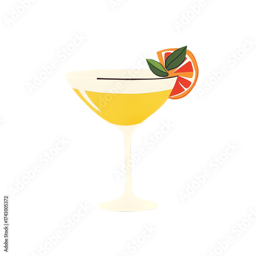 Orange Cocktail Icon – Flat Vector Illustration for Web Design