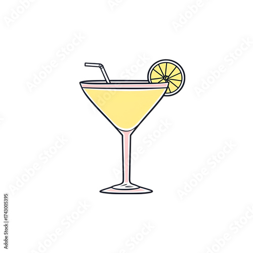 Orange Cocktail Icon – Flat Vector Illustration for Web Design