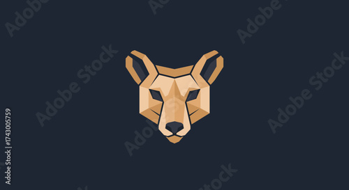 A modern, geometric logo of a fox head, created with golden-brown facets on a dark, minimalist background.