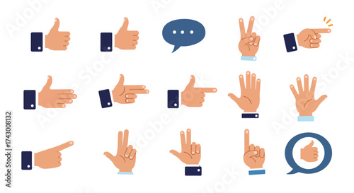 Illustration showing a variety of hand gestures