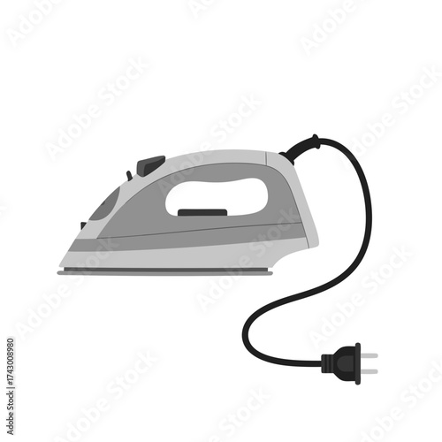 Modern electric iron for household appliance, fabric care, and cleaning design concepts.