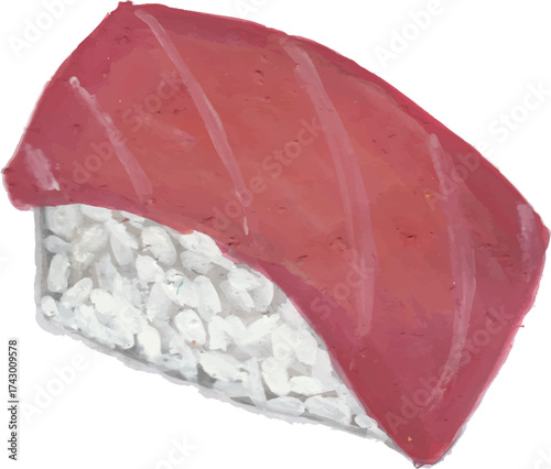 tuna nigiri watercolour Japanese cuisine
