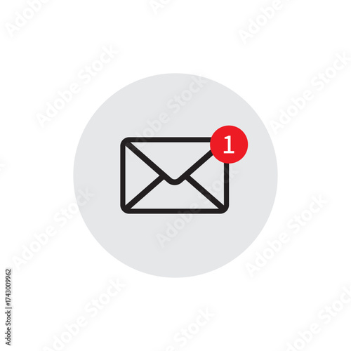 Cartoon grey bubble with email notice. flat simple style trend modern edm e-mail logotype graphic design isolate, concept of you've got mail and full inbox