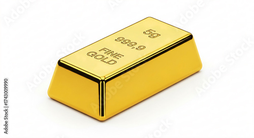 A small gold bar inscribed with 5g, 999.9, and FINE GOLD.