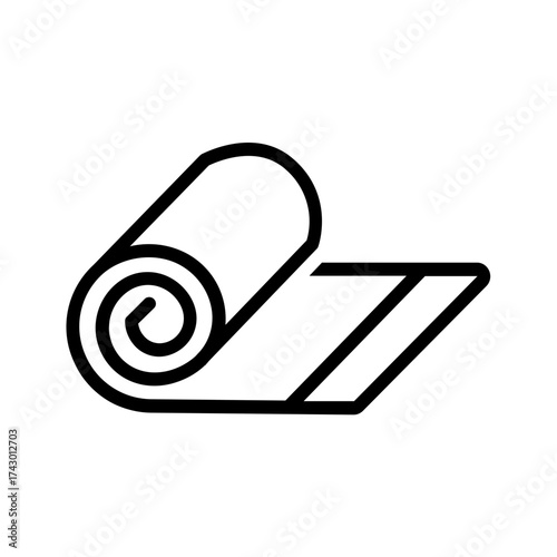 Vector black line icon for Yoga mat