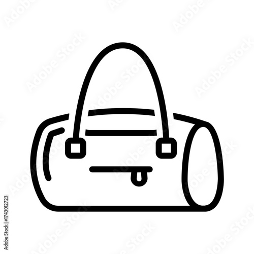 Vector black line icon for Gym bag