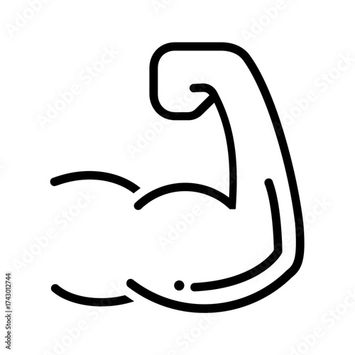 Vector black line icon for Flexed bicep