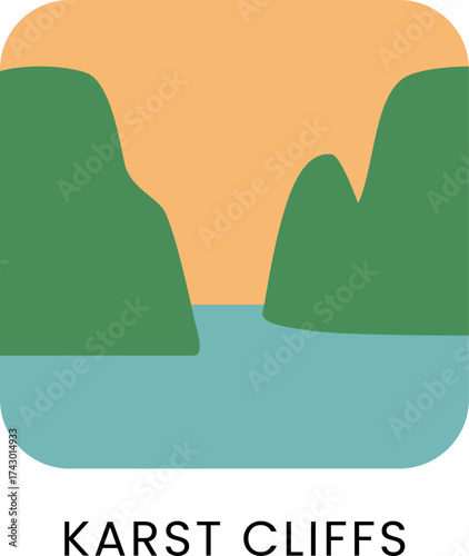 Karst Cliffs Icon Illustration