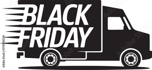 Black Friday Delivery Truck Silhouette Vector