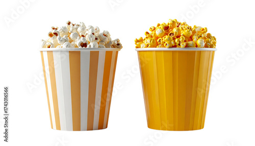 3D Cinema Popcorn Collection Two Variations isolated on transparent background