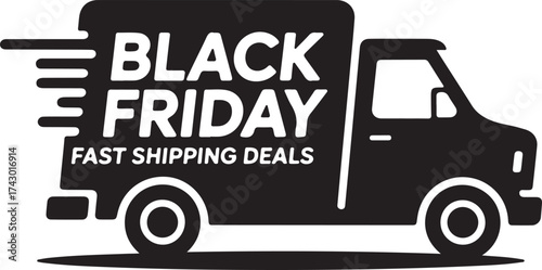 Black Friday Delivery Truck Silhouette Vector