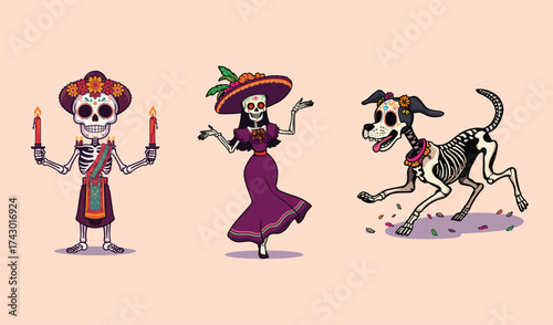 Colorful Day of the Dead Illustration
