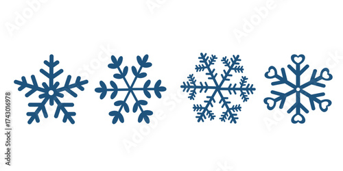 Blue Snowflake Clipart Set for Winter Decoration and Design Elements