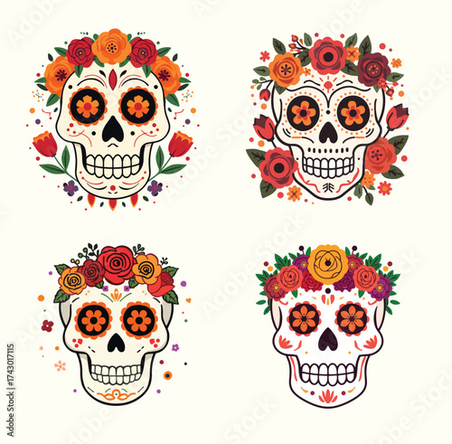 Colorful Day of the Dead Illustration
