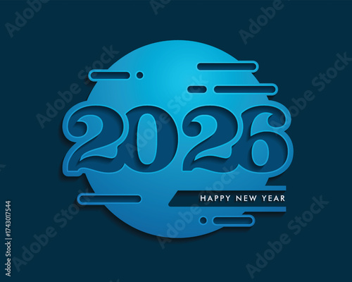 Happy new year 2026 with paper cut number design concept for calendar and banner