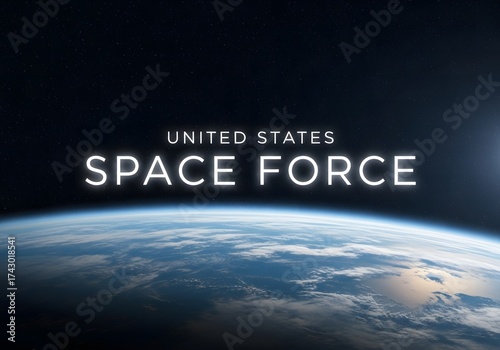 United States Space Force Visual Display over Earth from Space with Stars