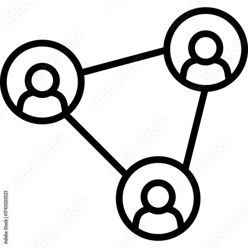 Connected People Network Outline Icon – Minimal Social Connection Symbol for Communication and Community