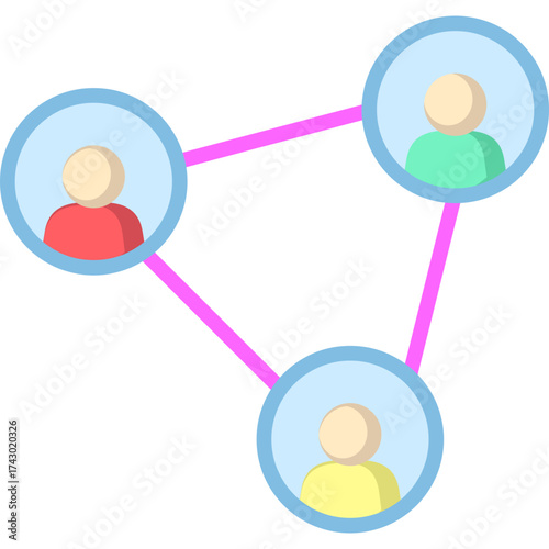 Flat People Network Icon – Colorful Connection Symbol for Teamwork, Diversity, and Collaboration