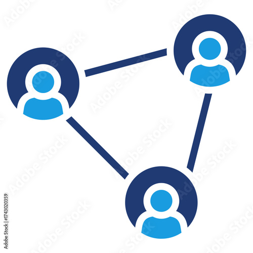 Blue Glyph Connection Icon – Professional Team Network and Communication Symbol