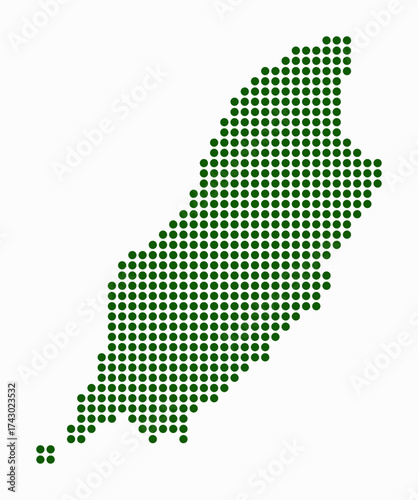 Isle of Man dotted map. Digital style map of the country on white background. Isle of Man shape with circle dots. Colored dots style. Large size circles. Classy vector illustration.