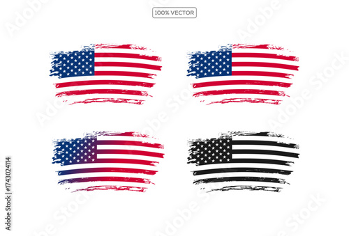 USA colors, stars and stripes abstract grunge design. Independence Day modern vector