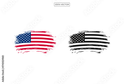 USA colors, stars and stripes abstract grunge design. Independence Day modern vector illustration