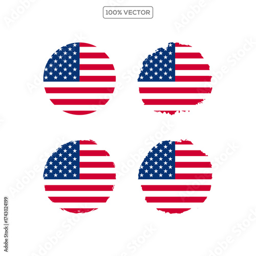 American flags. Button flag icon. Standard color. Circle icon flag. Computer digital vector
