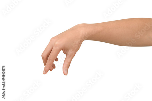 Wallpaper Mural Close-up of a beautiful hand gesturing to pick up or hold a small, invisible object. Isolated on a transparent PNG. Torontodigital.ca