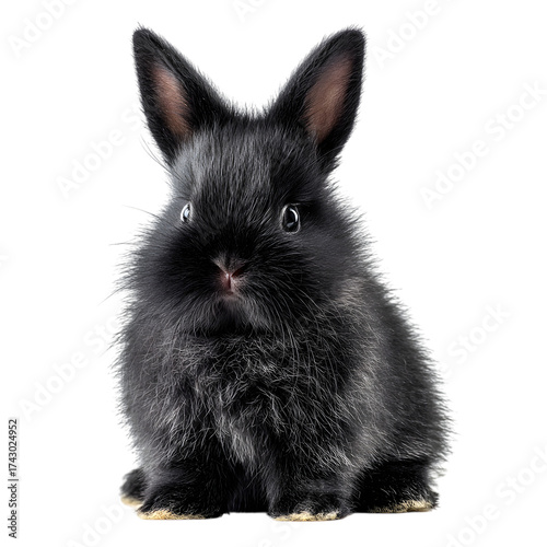Adorable Black Rabbit Portrait Fluffy Bunny Baby Animal Pet Photography Cute Easter Isolated Wildlife Domestic Mammal