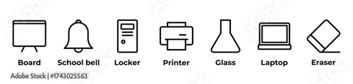 From School Bells to Laptops Board, School bell, Locker, Printer, Glass, Laptop, Eraser
