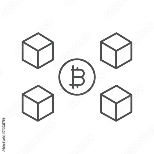Bitcoin Cube thinline icon , vector, pixel perfect, illustrator file 
