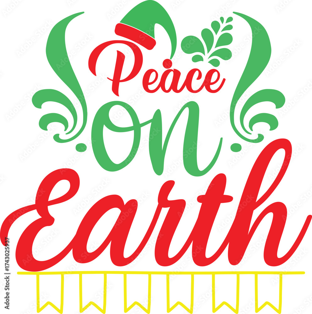 Fototapeta premium Peace on Earth Christmas SVG Typography Design for T-Shirts