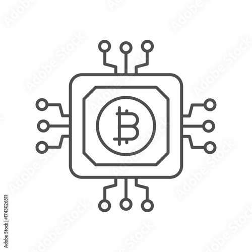 Bitcoin processing thinline icon , vector, pixel perfect, illustrator file 
