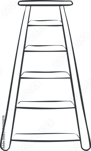 Simple sketch of a wooden stepladder with five steps, ideal for DIY and home improvement projects