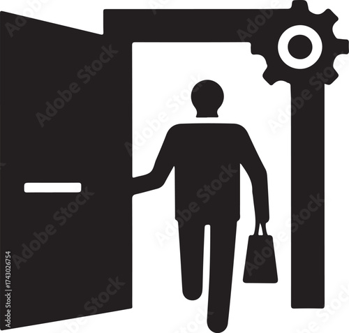 Black Friday Store Entrance Silhouette Vector
