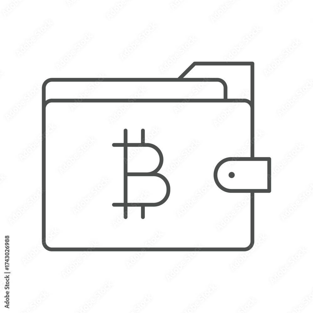 Obraz premium Bitcoin Wallet thinline icon , vector, pixel perfect, illustrator file