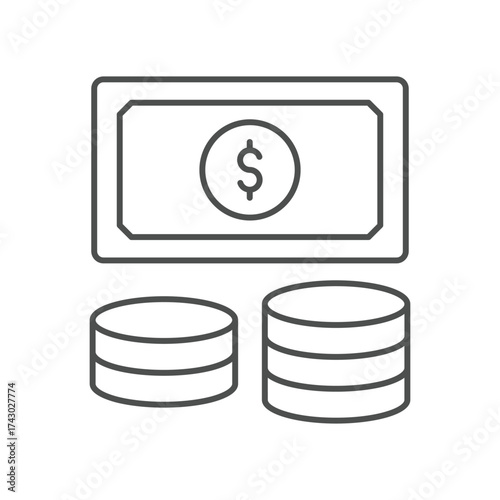Dollar Currency thinline icon , vector, pixel perfect, illustrator file 
