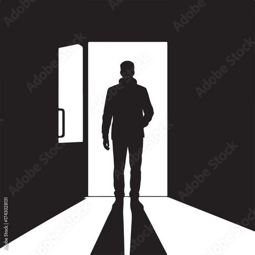 Black Friday Store Entrance Silhouette Vector