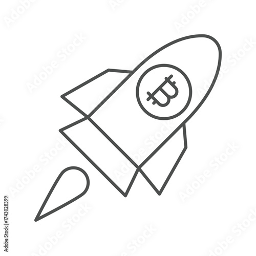 Startup Bitcoin thinline icon , vector, pixel perfect, illustrator file 
