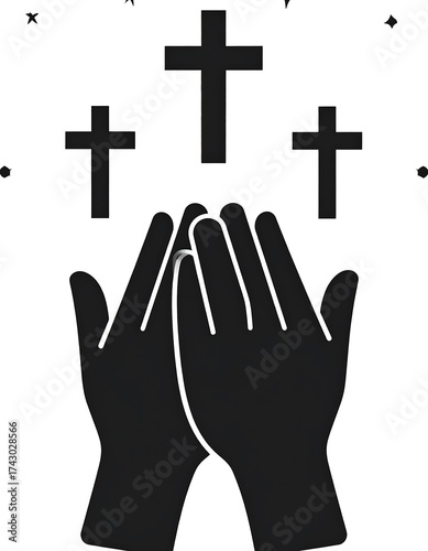 Praying hands with crosses