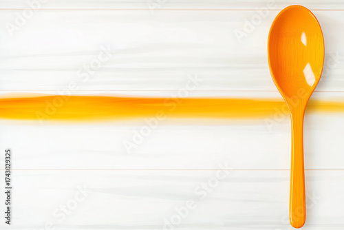 Orange spoon on wooden background