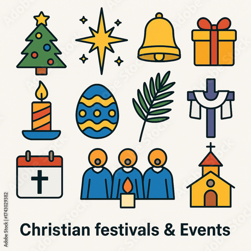 Christian Festivals and Events Icon Pack – Flat Vector EPS
