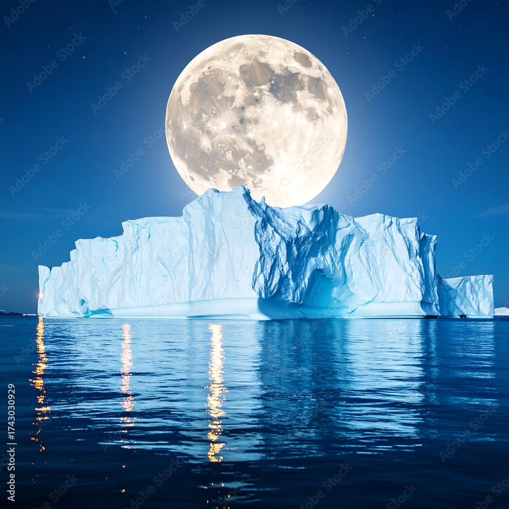 Obraz premium Moonlit Iceberg Reflection