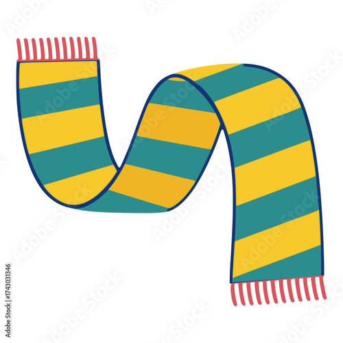 cute striped scarf warm winter fashion accessories flat color vector illustration template design