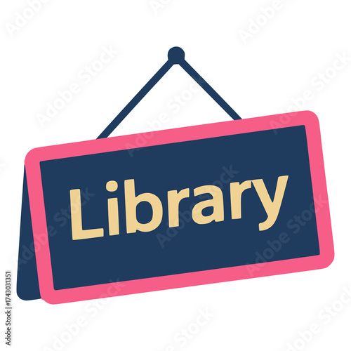 library sign direction flat color vector illustration template design