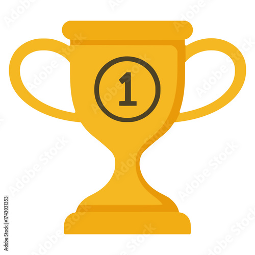 first winner trophy championship flat color vector illustration template design