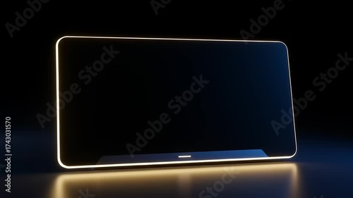 Sleek modern monitor with glowing edges in dark setting