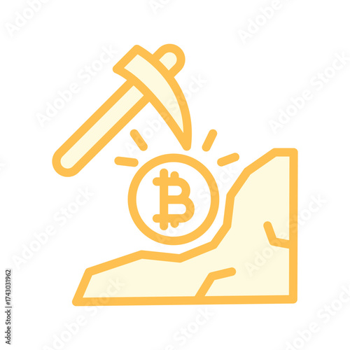 Bitcoin Mining duotone line icon , vector, pixel perfect, illustrator file 
