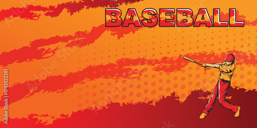 Baseball Sport Poster Background with Baseball Players in Dynamic Motion Abstract Background Grunge Style